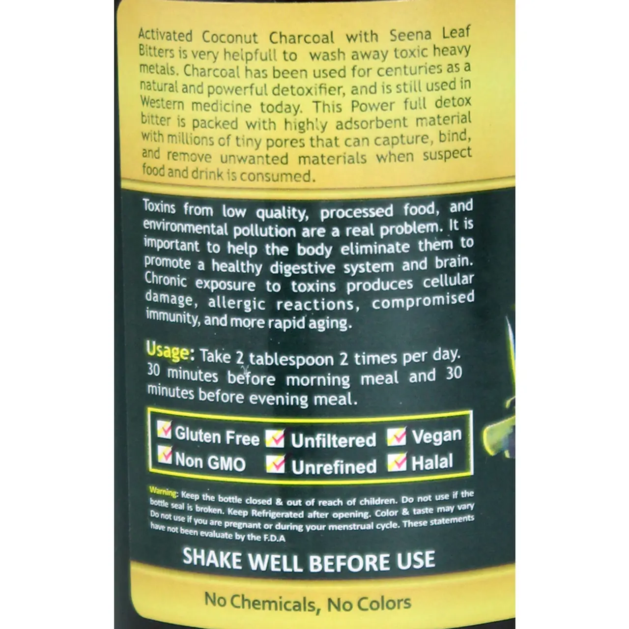 Activated Coconut Charcoal & Senna Leaf Bitters 16oz. 2 Activated Coconut Charcoal & Senna Leaf Bitters 16oz. - Image 2