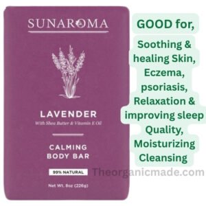 Sunaroma Calming Body Bar SOAP - LAVENDER with Shea Butter and Vitamin E Oil 8oz