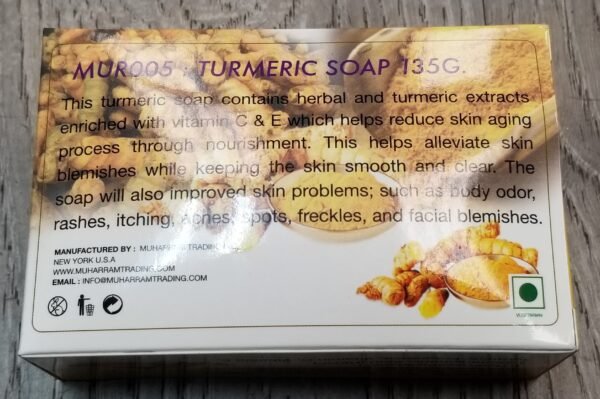 Muharram Turmeric Bar Soap with Vitamin C & E Nourishes & Protect 4.76oz WHOLESALE - Image 3