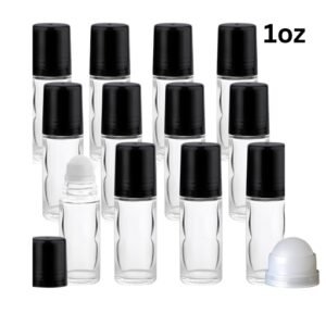 1oz plain roll on bulk 1oz Plain Roll on Glass Bottle With Housing Ball & Black Plastic Cap Empty - 30 ML