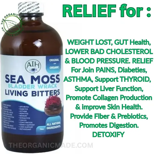 Sea Moss Bladder Wrack, Soursop Bitters & Men Tonic 16oz 3 sea moss bitter natural supplements benefits listed