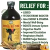 Organic Natural Men Tonic by AIH - 16 Oz 4 A professional marketing graphic showcasing the health benefits and ingredients of 'Natural Men Tonic EXTRA STRONG'. The image features a bottle of the dark tonic with a detailed label on the left. To the right, a list of green bullet points highlights key benefits like increased libido, energy, and improved mental well-being. At the bottom, raw natural ingredients including ginseng and maca illustrate the tonic's composition, with a watermark 'www.theorganicmade.com'. The overall design is clean and professionally presented.