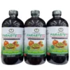 three bottles of white bottle of Organic parasite Cleanse Formula bitters by AIH, Help with fatigue, bloating and intestinal Symptoms