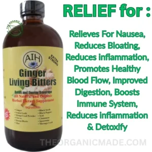 Health supplement for digestive relief, ginger living bitter 16oz, Herbal Digestive and Wellness Tonic
