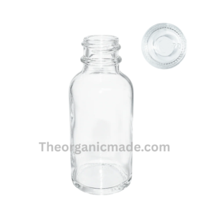 Alternative view of 1 oz. Clear Boston Round with Black Cap (20/400) - Dozen 12pcs
