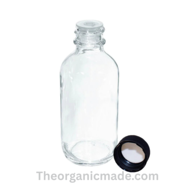 2oz Clear Boston Glass w cap 2 oz. Clear Boston Round with Black Fine-Mist Sprayer 20/400 (Dozen 12pcs)