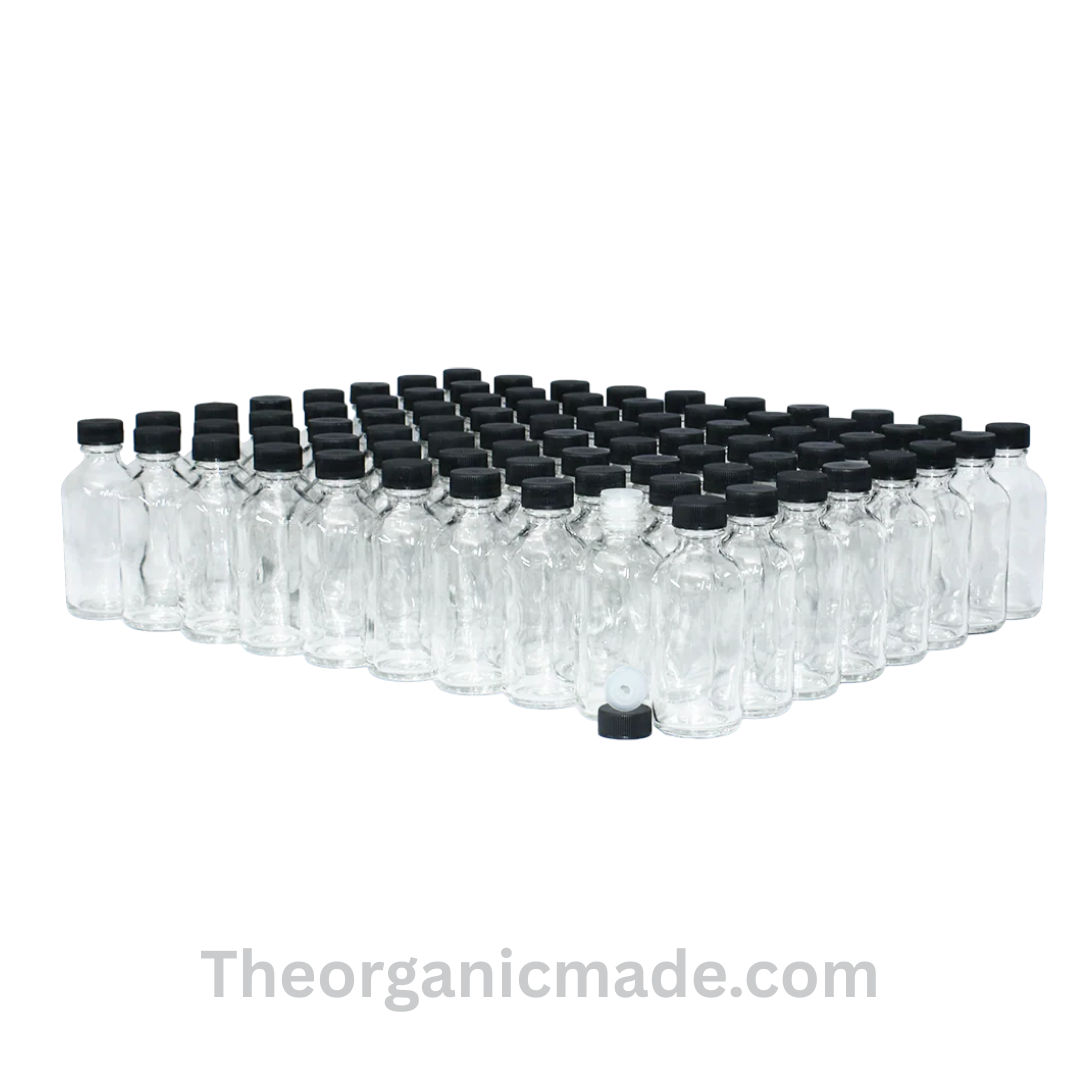 2 oz Clear Boston Round with Black Cap (20/400) - Dozen 12pcs 4 2 oz Clear Boston Round with Black Cap (20/400) - Dozen 12pcs - Image 4