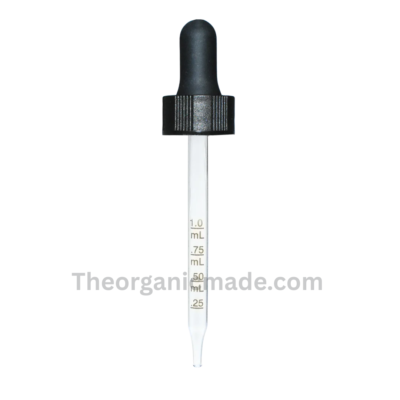 2oz graduated drop 2 oz. Clear Boston Round with Black Graduated Glass Dropper (20/410)