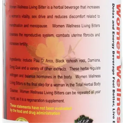 women wellness bitters back bottle 512 x512 Women Wellness Living Bitters 16oz.