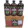 Blood Pressure Formula 16oz - Wholesale 3 A photograph of three 16oz amber glass bottles of " Organic Blood Pressure Formula" stacked neatly on top of a single brown corrugated cardboard shipping box. Both the bottles and the front of the box prominently display matching labels featuring the red "A.I.H." logo and illustrations of beets, ginger, and turmeric against a black background.