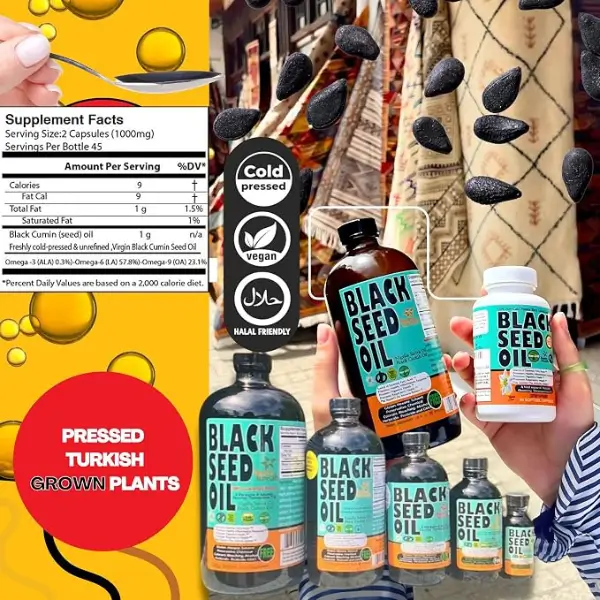 Black Seed Oil 90 Softgels Capsules 1000 mg - EXP 2028 4 Black Seed Oil 90 Softgels Capsules 1000 mg - EXP 2028 - Image 4
