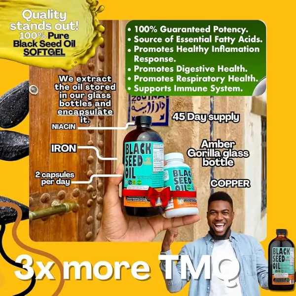 Black Seed Oil 90 Softgels Capsules 1000 mg - EXP 2028 2 Black Seed Oil 90 Softgels Capsules 1000 mg - EXP 2028 - Image 2