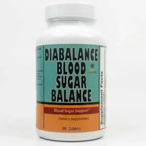 A professional product photograph of a white plastic bottle of Sweet Sunnah DiaBalance Blood Sugar Balance dietary supplement against a clean white background. The front label features a teal and orange design displaying the product name prominently in bold black lettering, stating it contains 90 tablets formulated for blood sugar support.